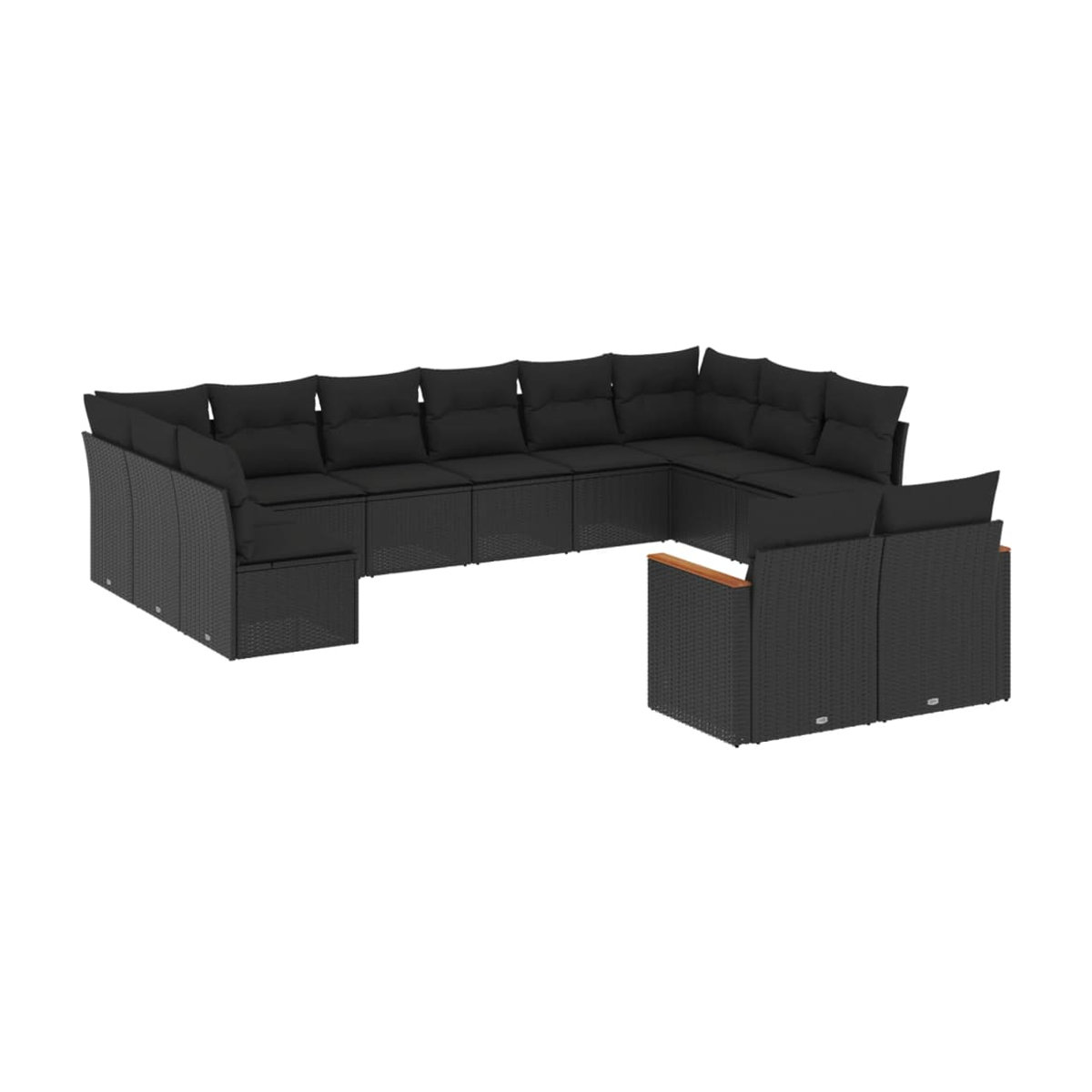 Vidaxl Gartenmöbel-Set aus Polyrattan und Stahl mit Kissen, 12-teilig, Schwarz - Bild 2