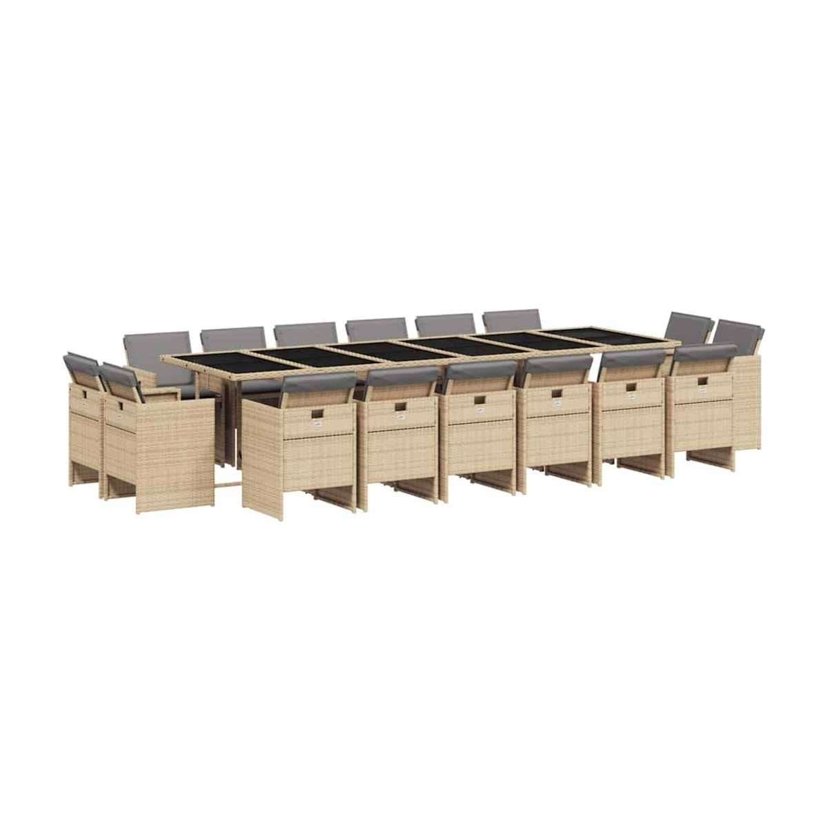 Vidaxl Gartenmöbel-Set aus Rattan mit Kissen und Glastisch in Beige, 17-teilig - Bild 2