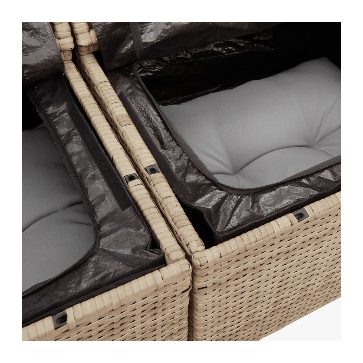 Vidaxl Gartenmöbel-Set aus Rattan und Holz mit 13-teiligem Kissen-Set in Beige - Bild 4