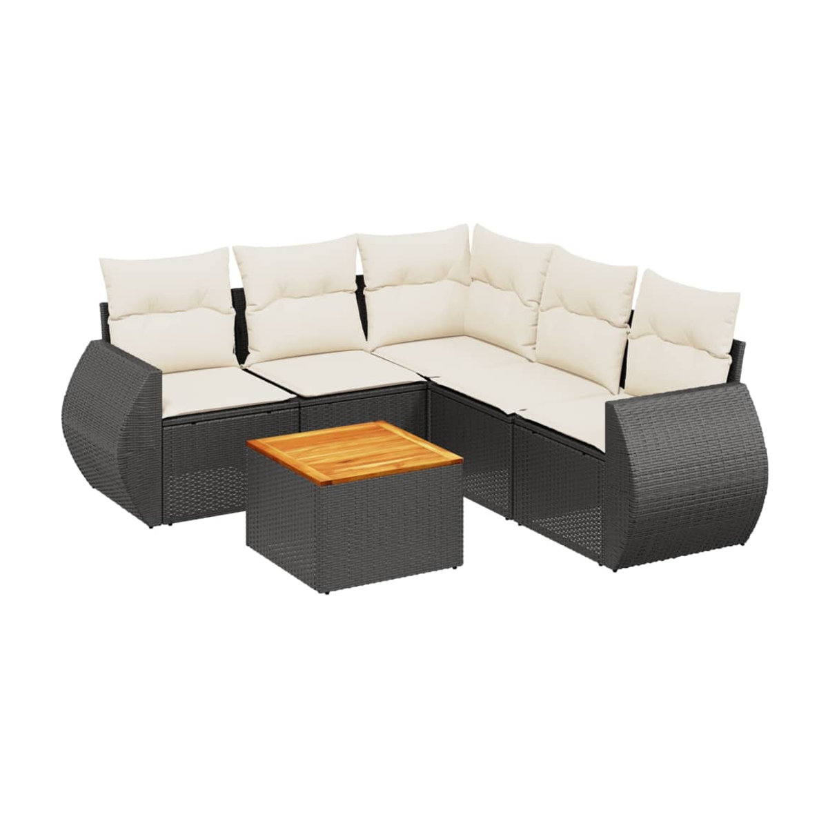 Vidaxl Gartenmöbel-Set aus schwarzem Polyrattan mit Kissen für 6 Personen im modernen Design - Bild 2
