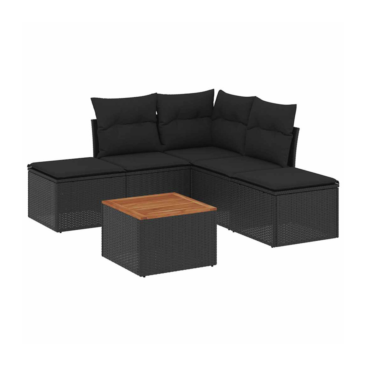 Vidaxl Gartenmöbel-Set aus schwarzem Polyrattan mit Kissen für 6 Personen im modernen Design - Bild 2