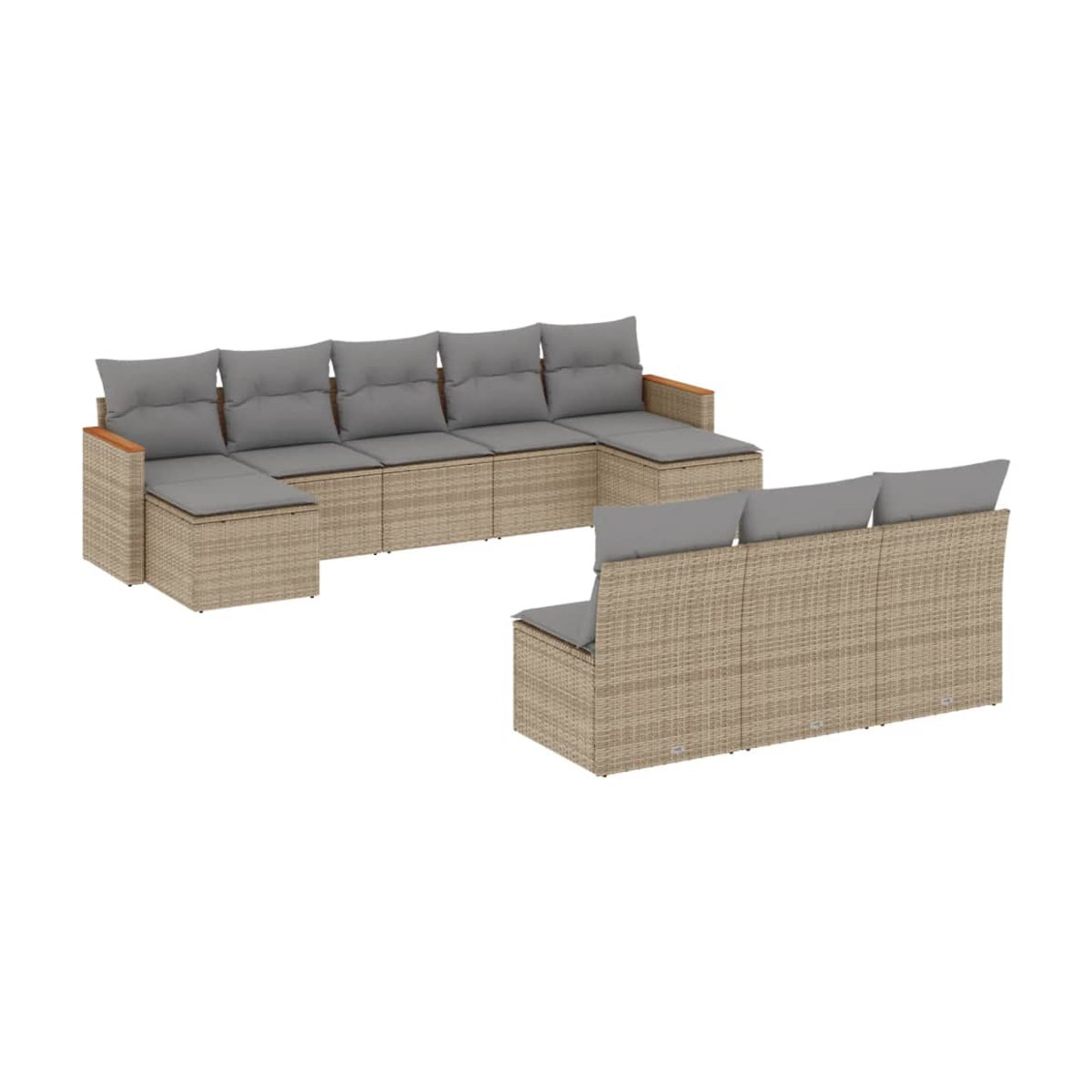 Vidaxl Gartenmöbel-Set mit 10-teiligen Kissen aus Rattan und Metall in Beige - Bild 2