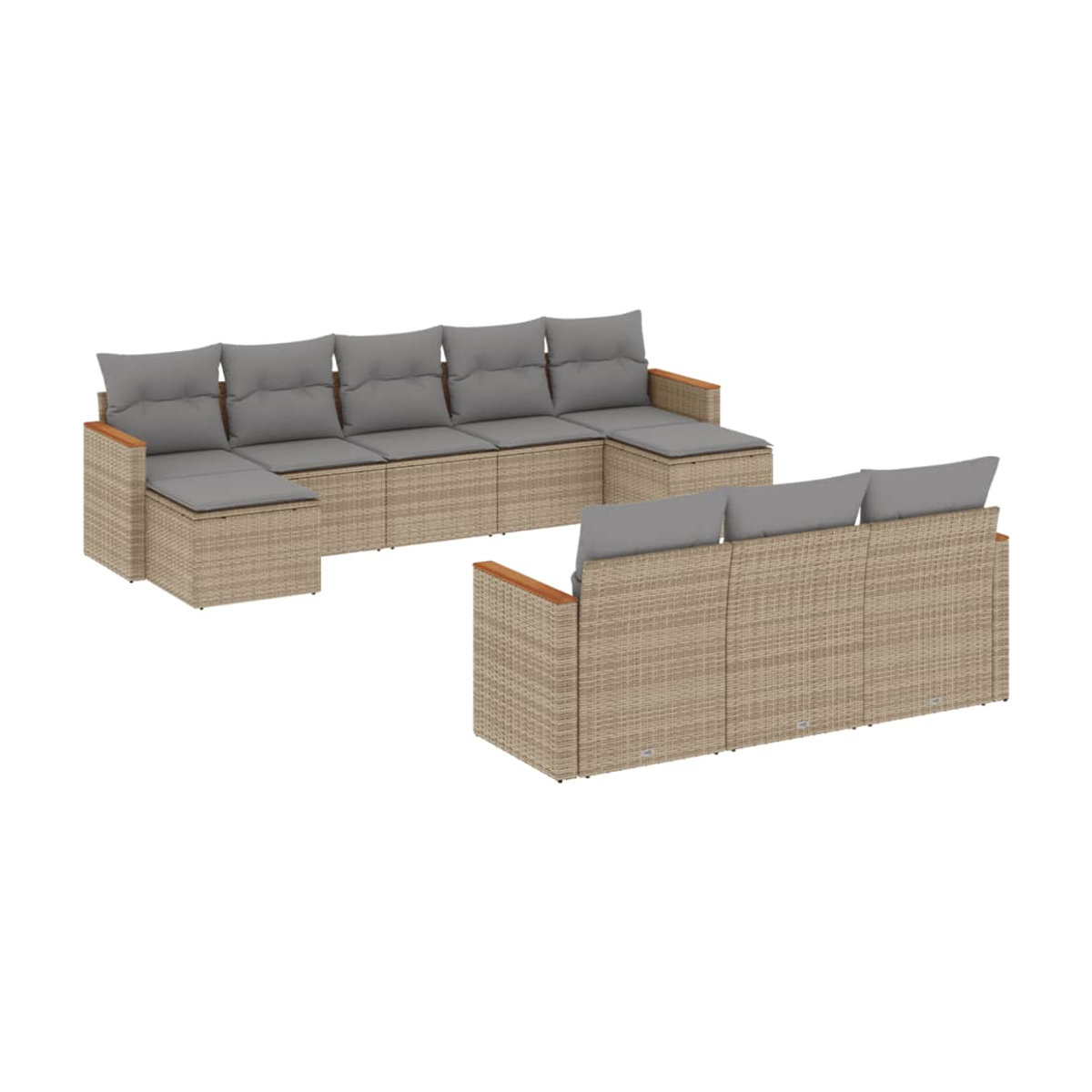 Vidaxl Gartenmöbel-Set mit 10-teiligen Kissen aus Rattan und Metall in Beige und Grau - Bild 2