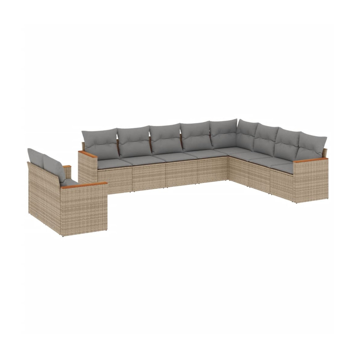 Vidaxl Gartenmöbel-Set mit 10-teiligen Kissen aus Rattan und Metall in Beige und Grau - Bild 3