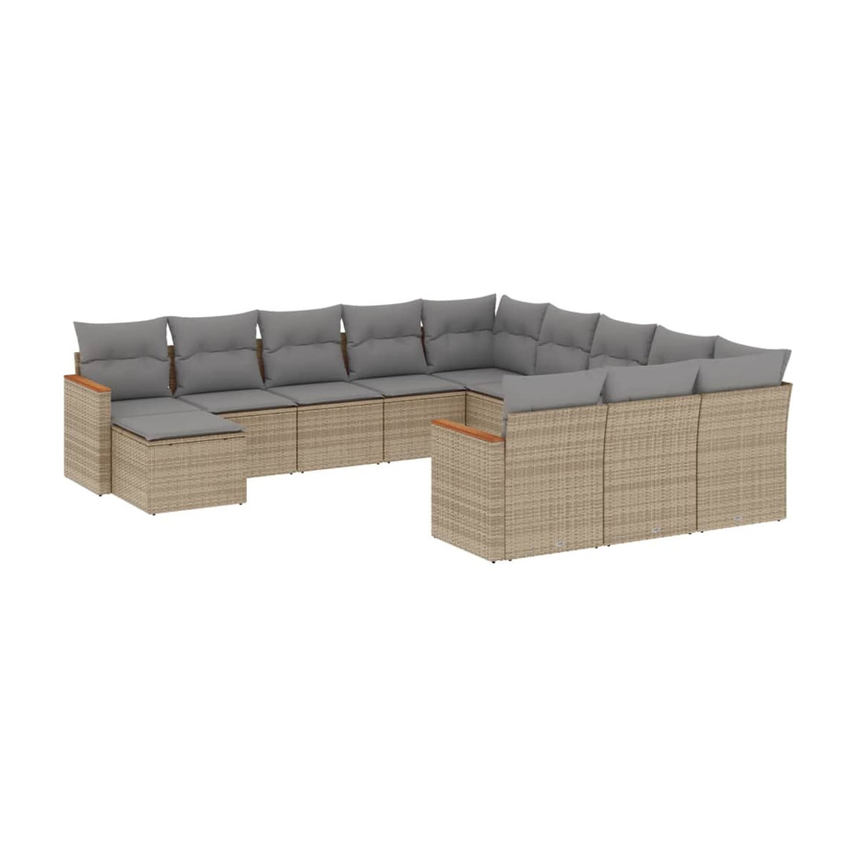 Vidaxl Gartenmöbel-Set mit 12 Teilen und Kissen aus Rattan und Metall in Beige - Bild 2