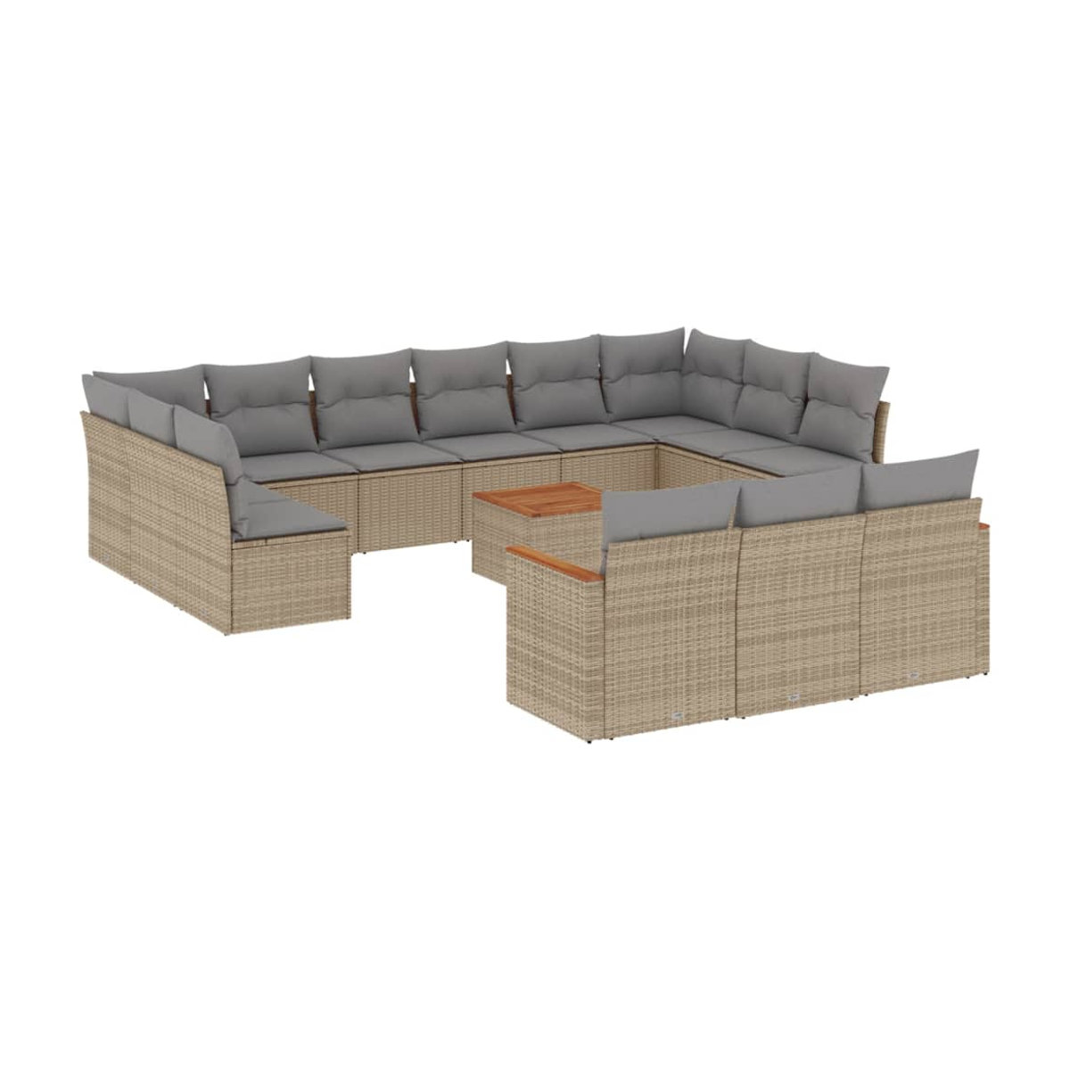 Vidaxl Gartenmöbel-Set mit 14 Teilen und Kissen in Beige und Grau im modernen Design - Bild 2