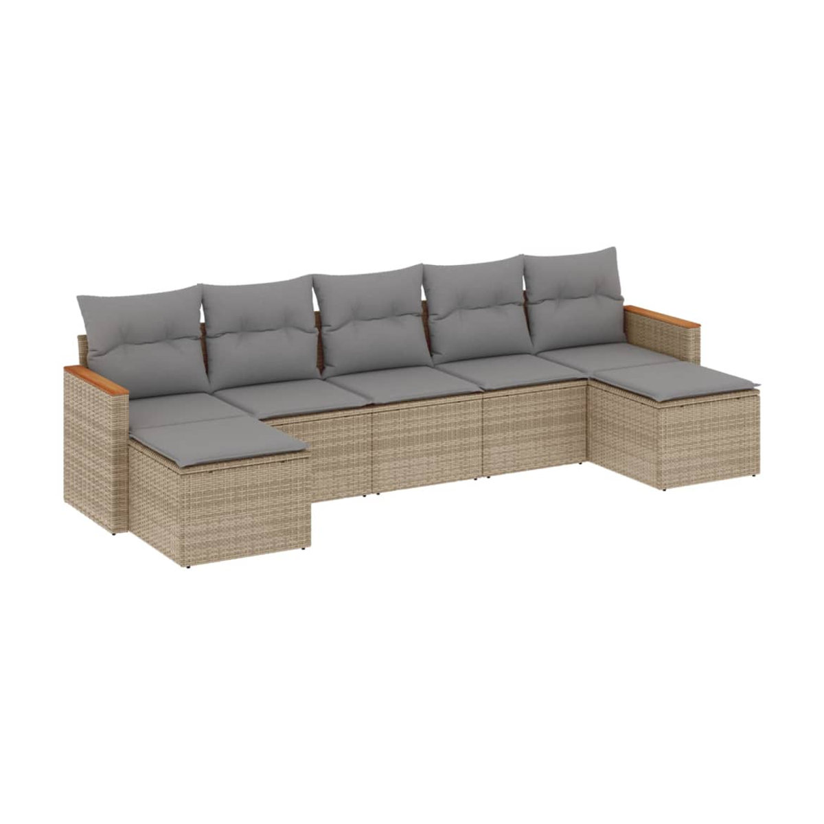 Vidaxl Gartenmöbel-Set mit 7 Teilen und Kissen aus Rattan und Metall in Beige und Grau im modernen Design - Bild 2