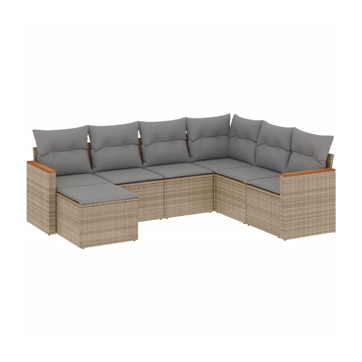 Vidaxl Gartenmöbel-Set mit 7 Teilen und Kissen aus Rattan und Metall in Beige und Grau im modernen Design - Bild 2