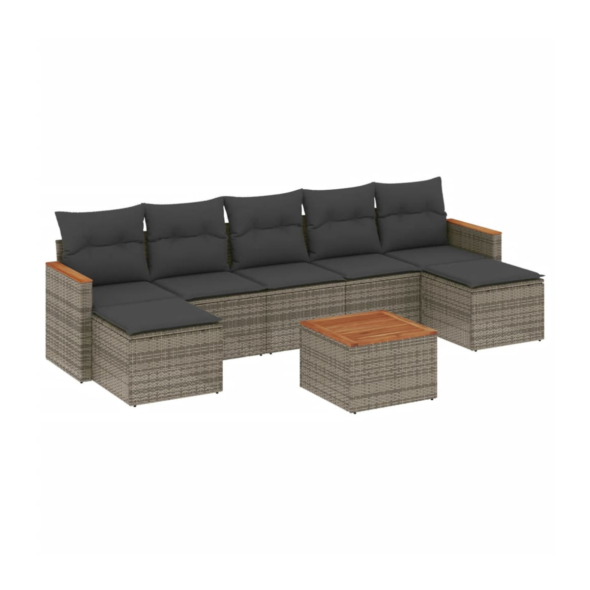 Vidaxl Gartenmöbel-Set mit 8 Kissen aus Polyrattan in Grau für Erwachsene im modernen Design - Bild 2
