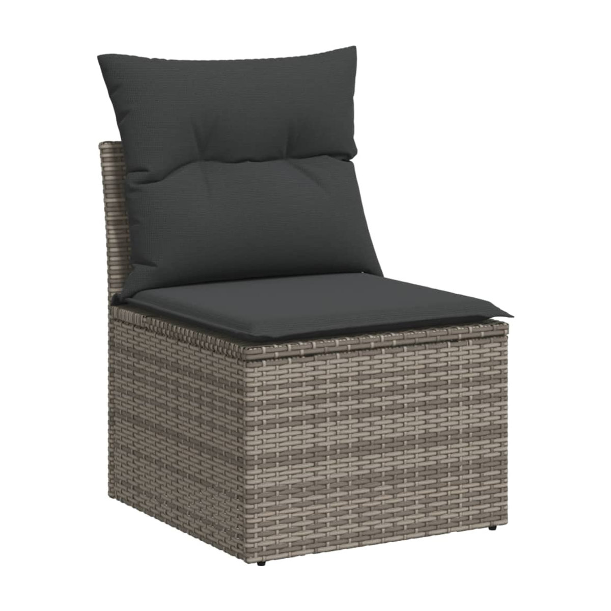Vidaxl Gartenmöbel-Set mit 8 Kissen aus Polyrattan in Grau für Erwachsene im modernen Design - Bild 4
