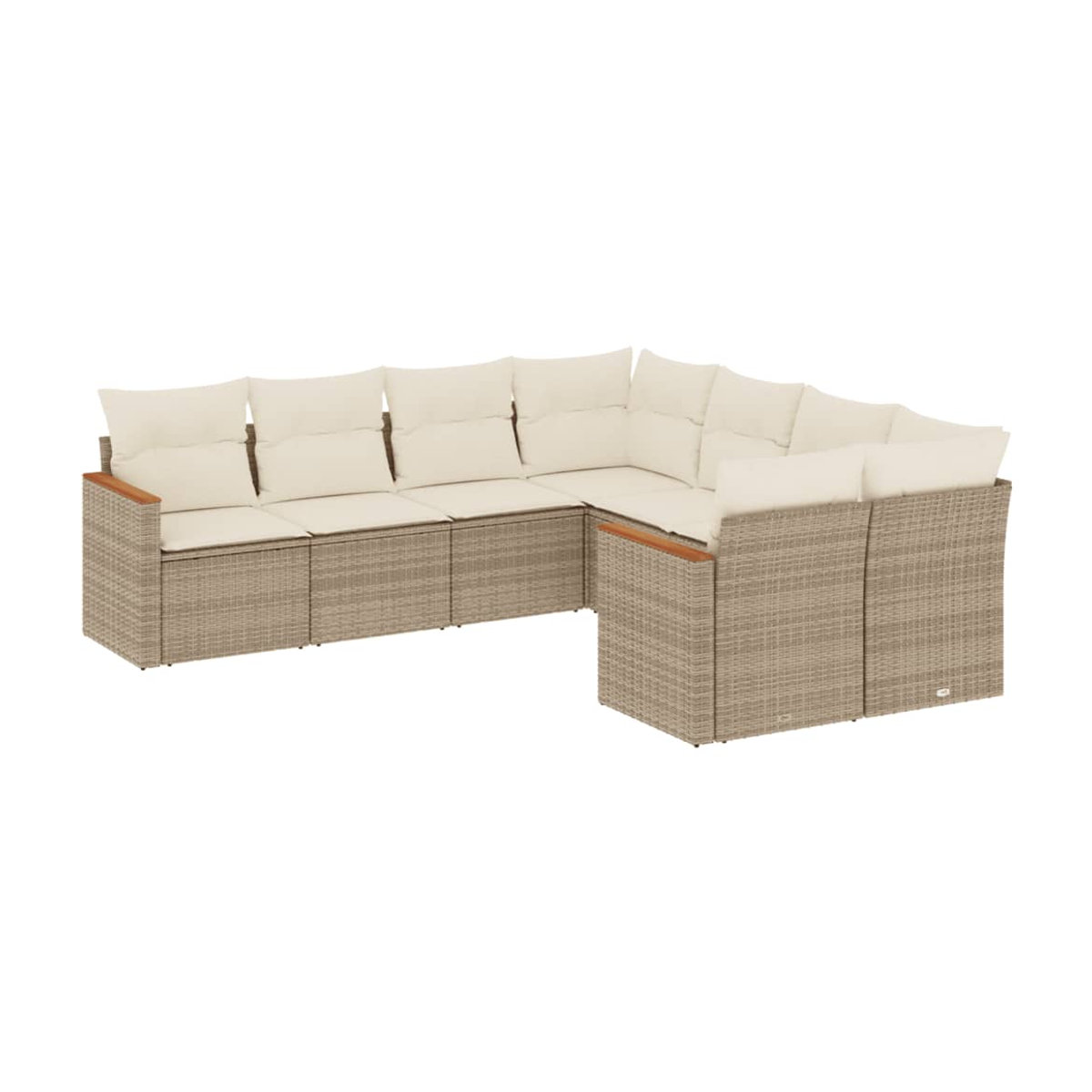 Vidaxl Gartenmöbel-Set mit 8 Teilen aus Polyrattan und Kissen, Beige, Modernes Design - Bild 2