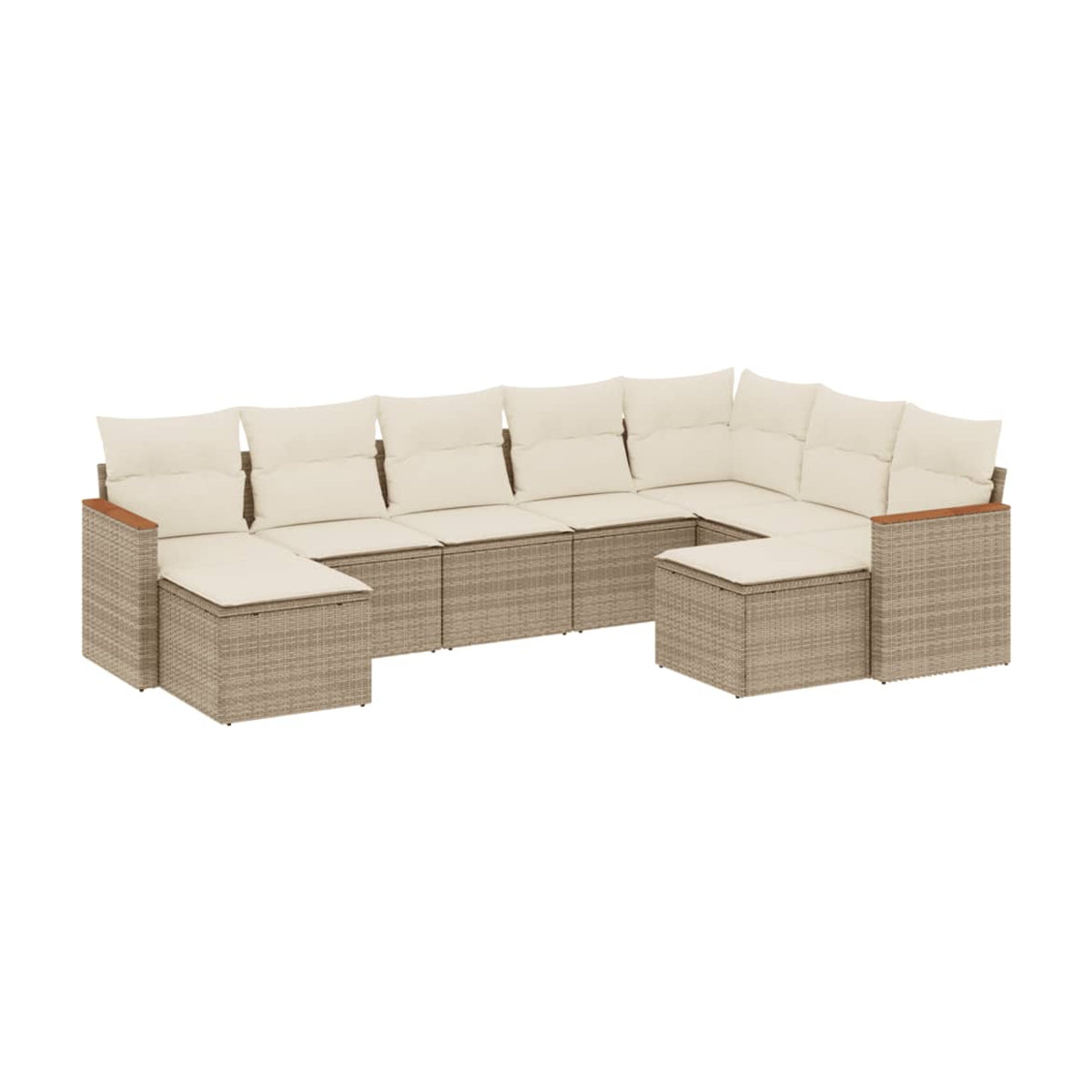 Vidaxl Gartenmöbel-Set mit 9 Teilen aus Polyrattan und Kissen, Beige, Modernes Design - Bild 2