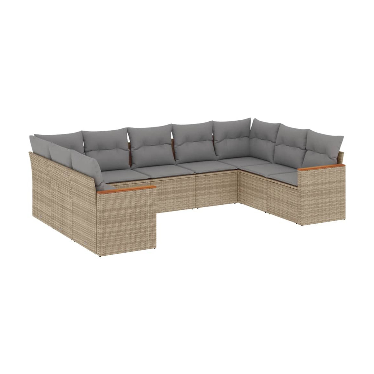 Vidaxl Gartenmöbel-Set mit 9 Teilen und Kissen aus Rattan und Metall in Beige, modern - Bild 2