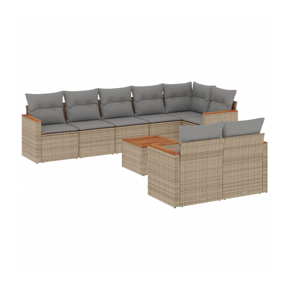 Vidaxl Gartenmöbel-Set mit 9 Teilen und Kissen in Beige - Bild 2
