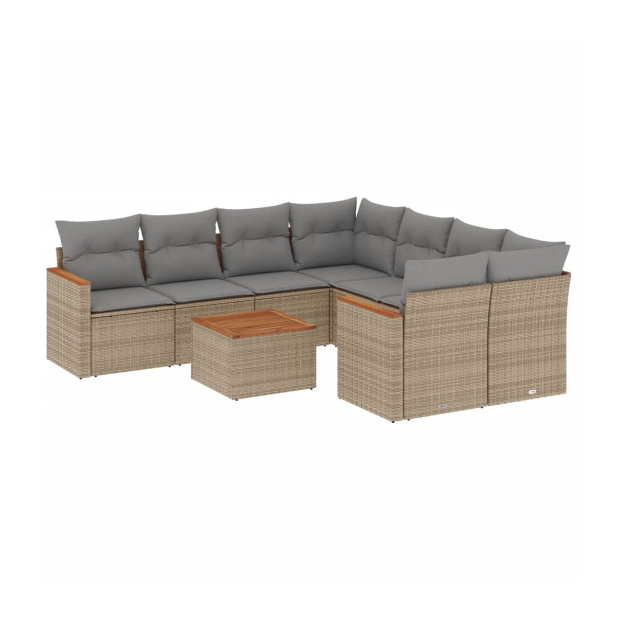 Vidaxl Gartenmöbel-Set mit 9 Teilen und Kissen in Beige und Grau - Bild 2