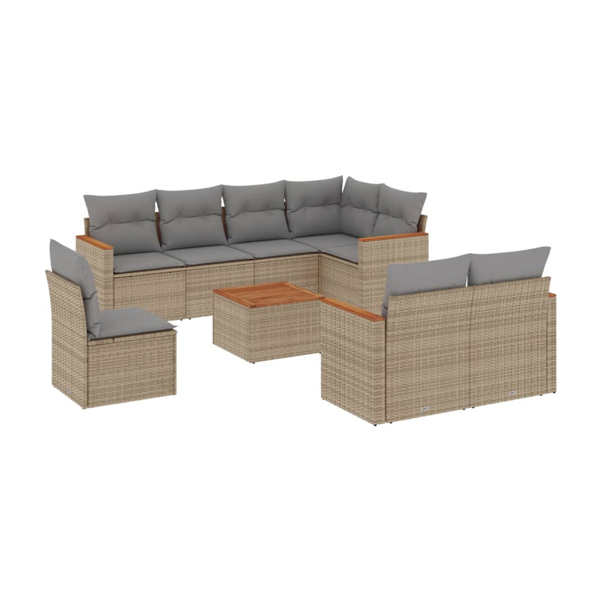 Vidaxl Gartenmöbel-Set mit 9 Teilen und Kissen in Beige und Grau im modernen Design - Bild 2