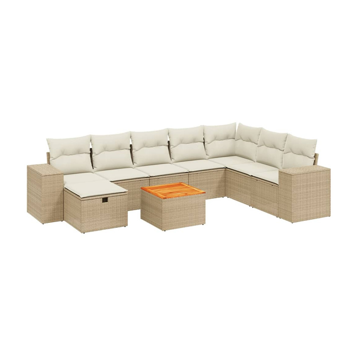 Vidaxl Gartenmöbel-Set mit 9 Teilen und Kissen, Polyrattan, Beige, Modernes Design - Bild 2