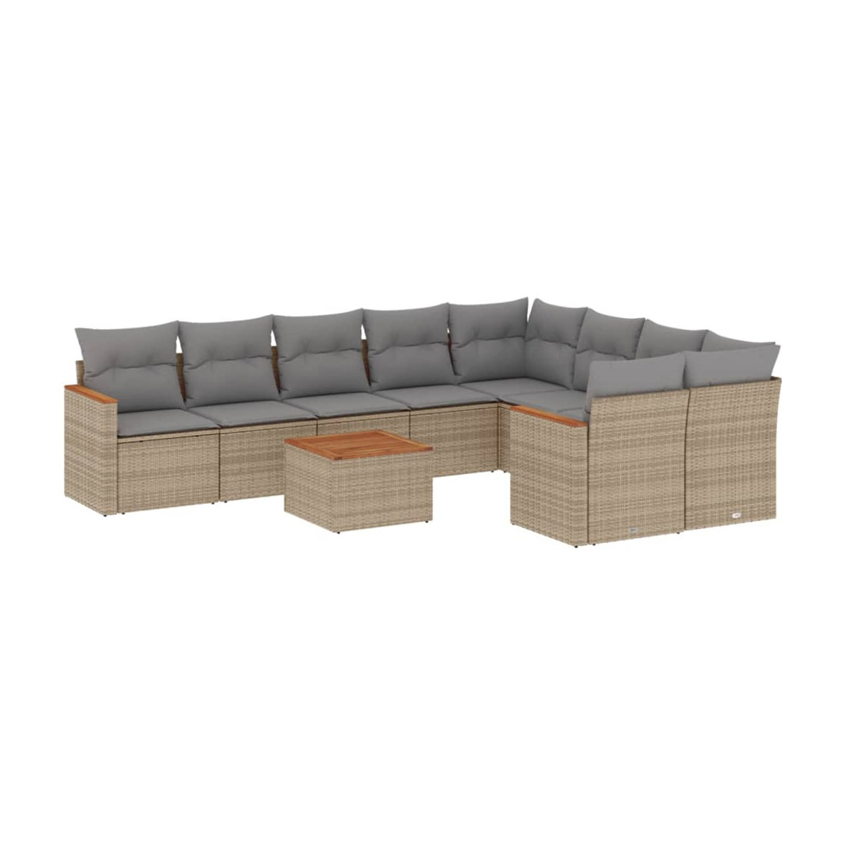 Vidaxl Gartenmöbel-Set mit Kissen aus Rattan und Holz in Beige und Grau für Erwachsene im modernen Design - Bild 3