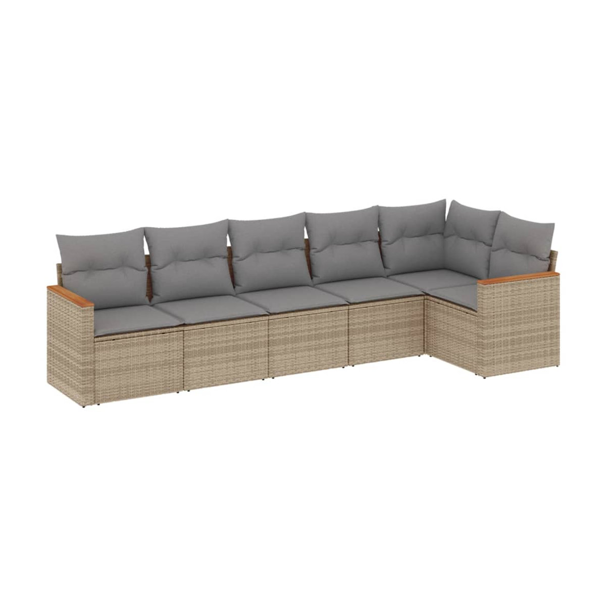 Vidaxl Gartenmöbel-Set mit Kissen aus Rattan und Metall in Beige und Grau, 6-teilig, modern - Bild 2