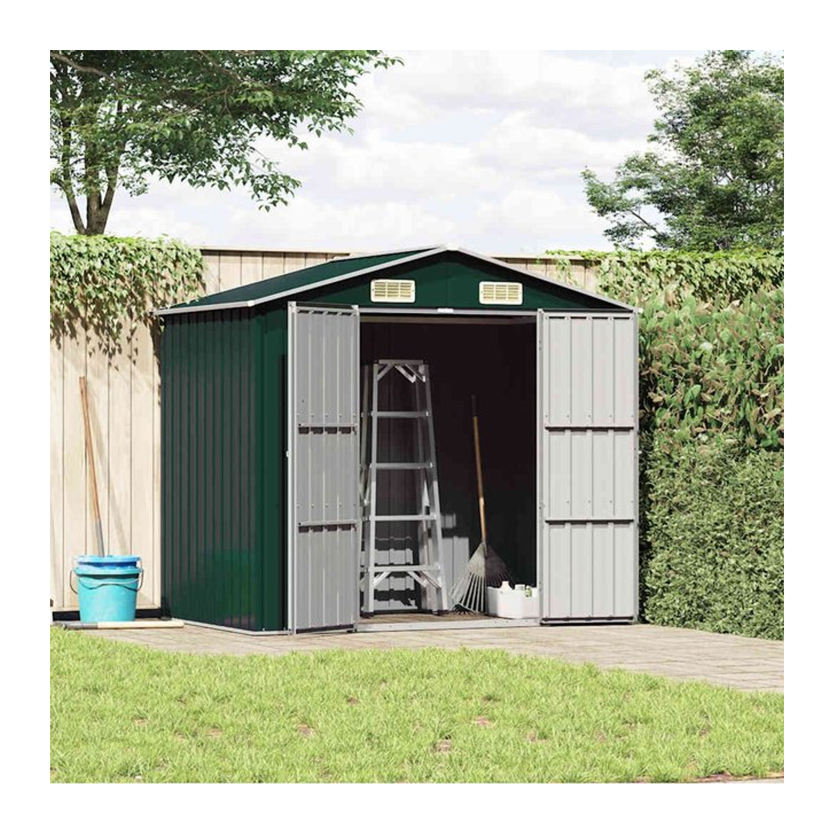 VIDAXL Gartenschuppen aus Metall in Grün und Grau, B/T/H: 205 x 129 x 183 cm - Bild 1