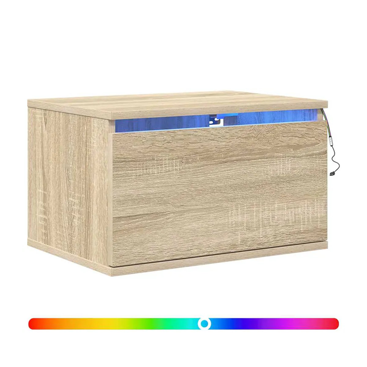 Vidaxl Hängender Nachttisch mit LED-Beleuchtung in Eiche Natur im modernen Design - Bild 2