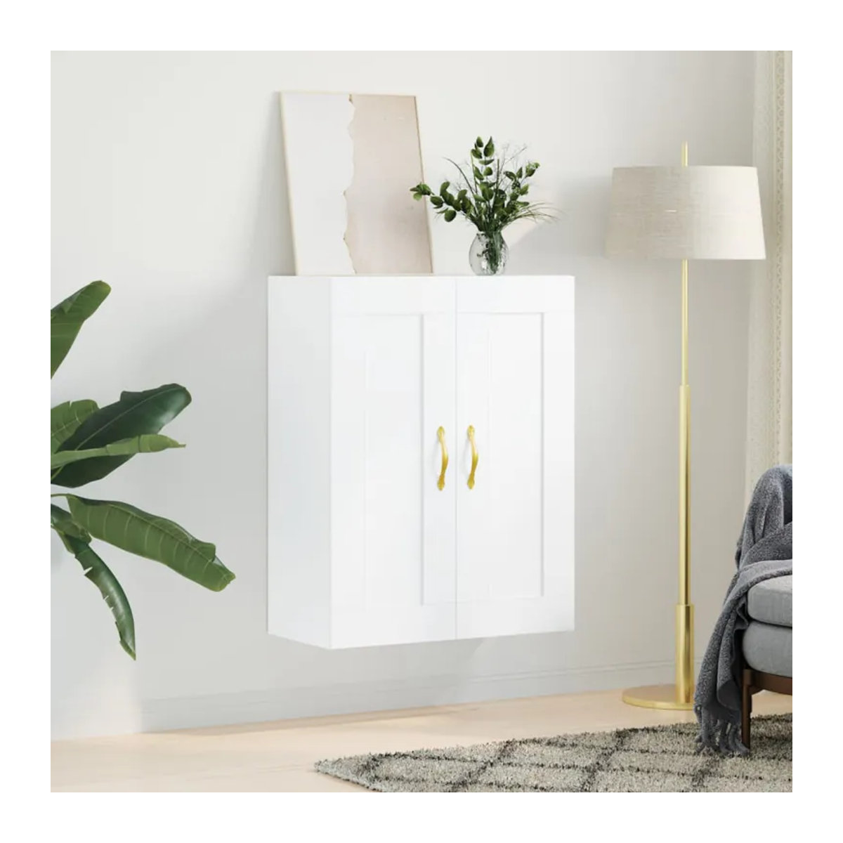 Vidaxl Hängeschrank in Weiß mit Drehtüren aus Holzwerkstoff, B/T/H: 69,5 x 34 x 90 cm - Bild 2