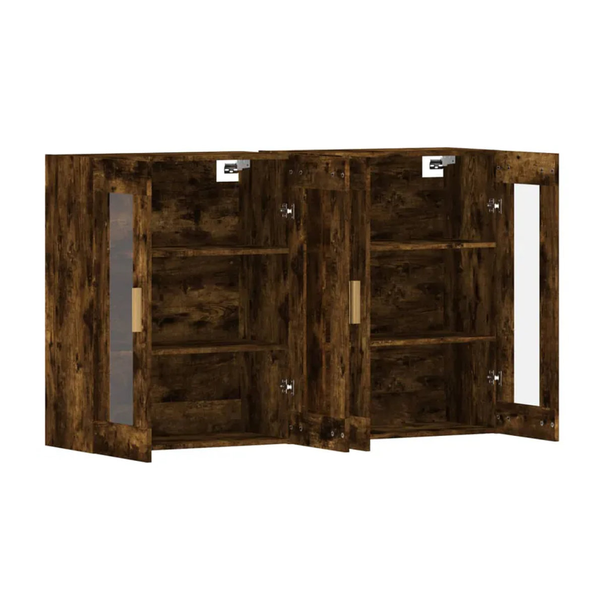 Vidaxl Hängeschränke Set aus 2 Stück in Geräucherte Eiche Braun mit Drehtüren aus Holzwerkstoff und Glas - Bild 1