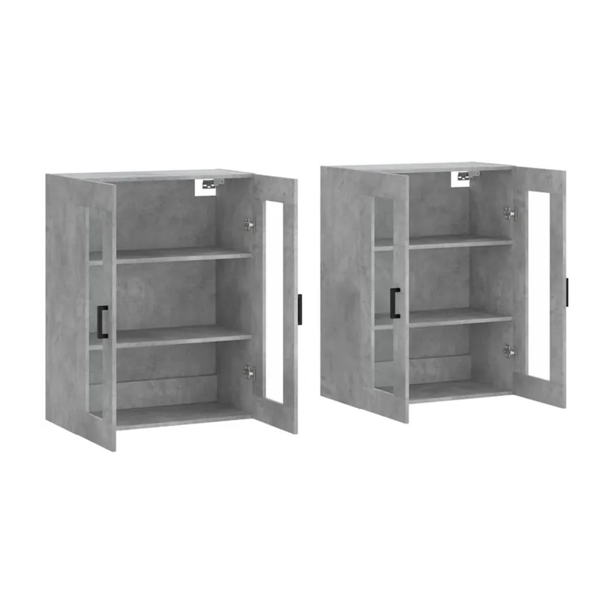 Vidaxl Hängeschränke Set aus 2 Stück in Grau im Industrial Design aus Holzwerkstoff mit Glas und Drehtüren - Bild 2