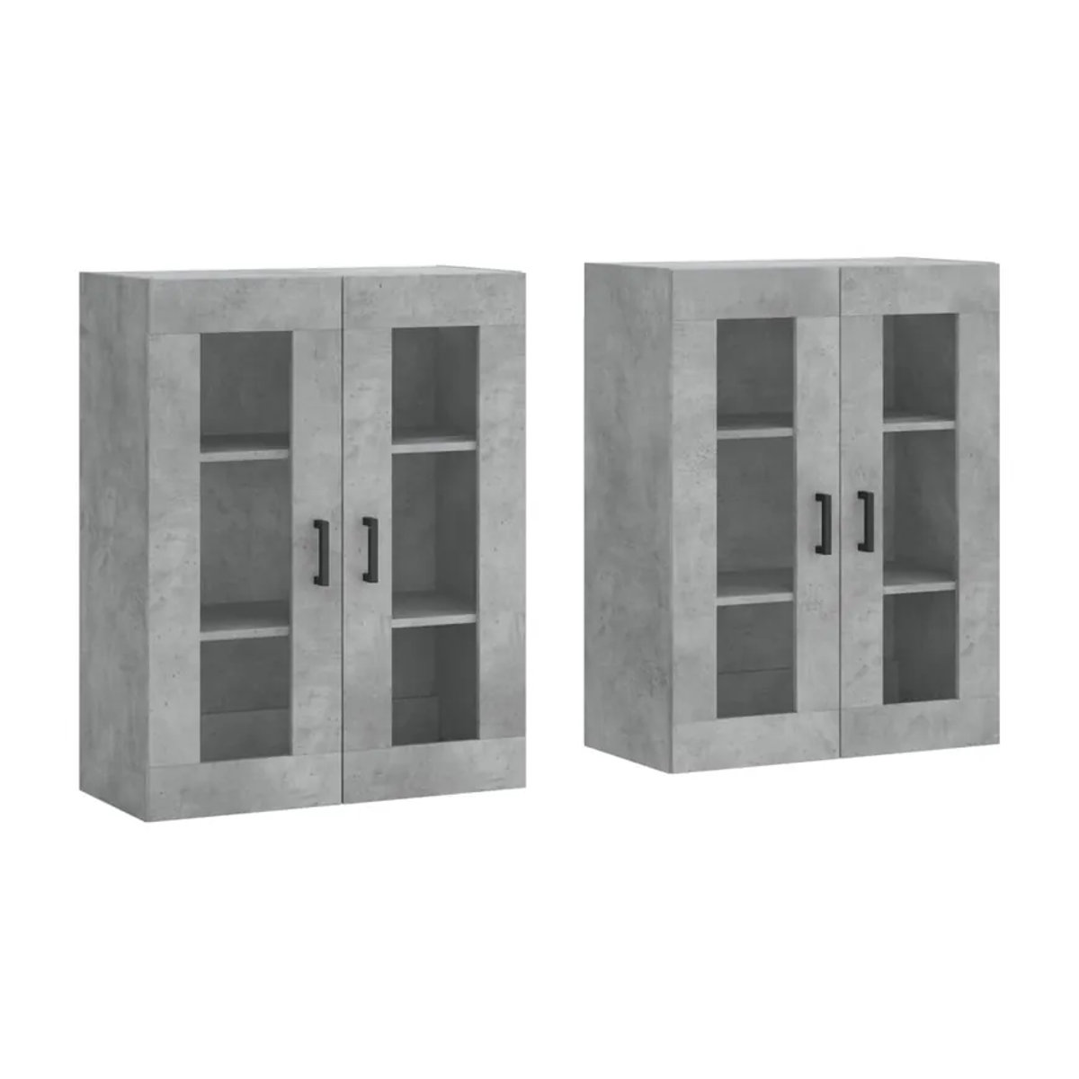 Vidaxl Hängeschränke Set aus 2 Stück in Grau im Industrial Design aus Holzwerkstoff mit Glas und Drehtüren - Bild 3
