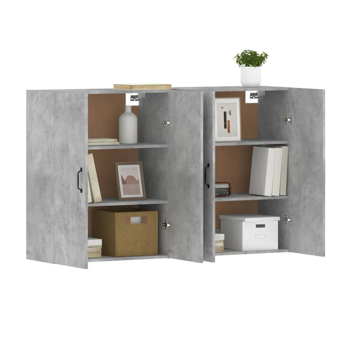 Vidaxl Hängeschränke Set aus 2 Stück in Grau mit Drehtüren aus Holzwerkstoff im modernen Design - Bild 1
