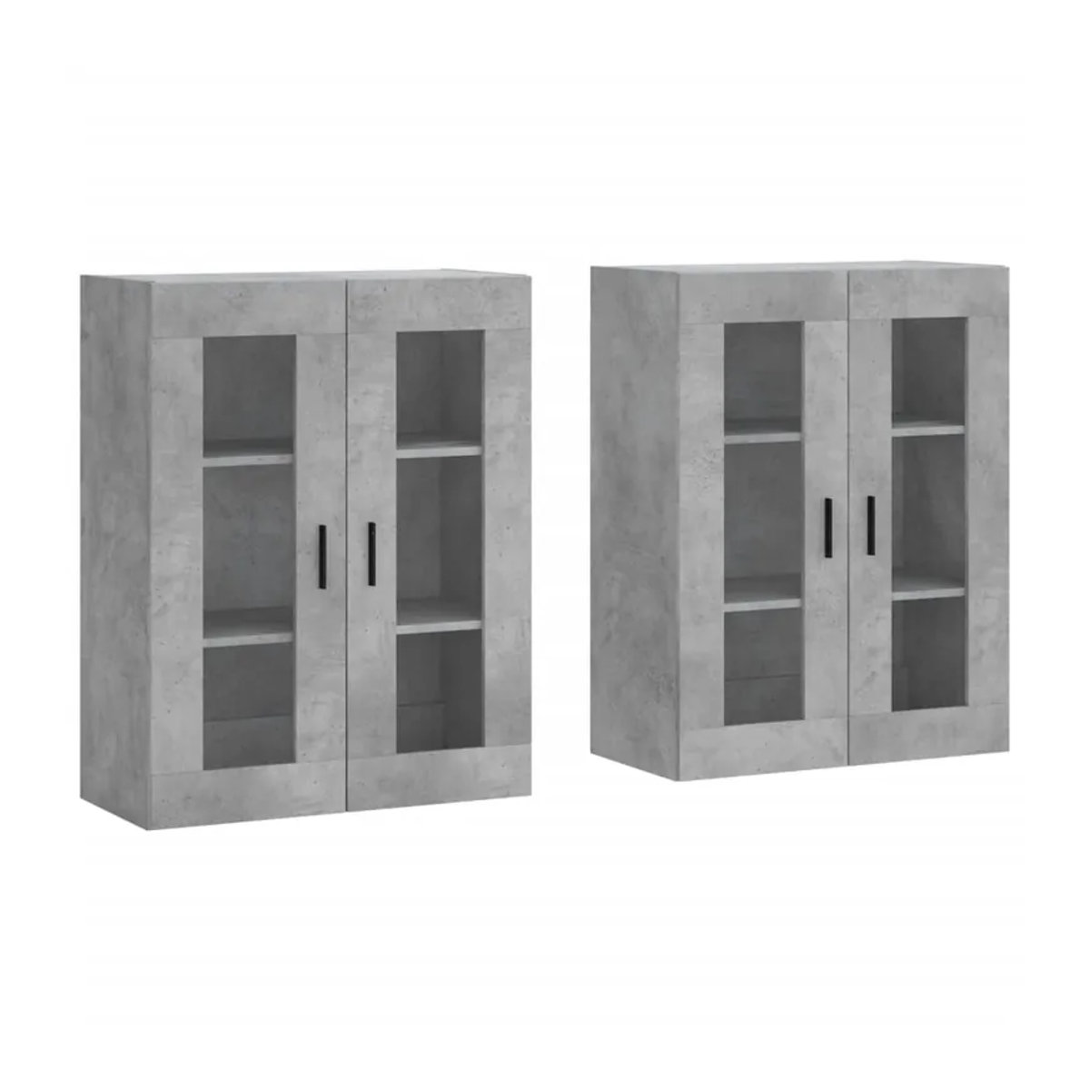 Vidaxl Hängeschränke Set aus 2 Stück in Grau mit Glas und Holzwerkstoff im modernen Industrial-Design - Bild 2