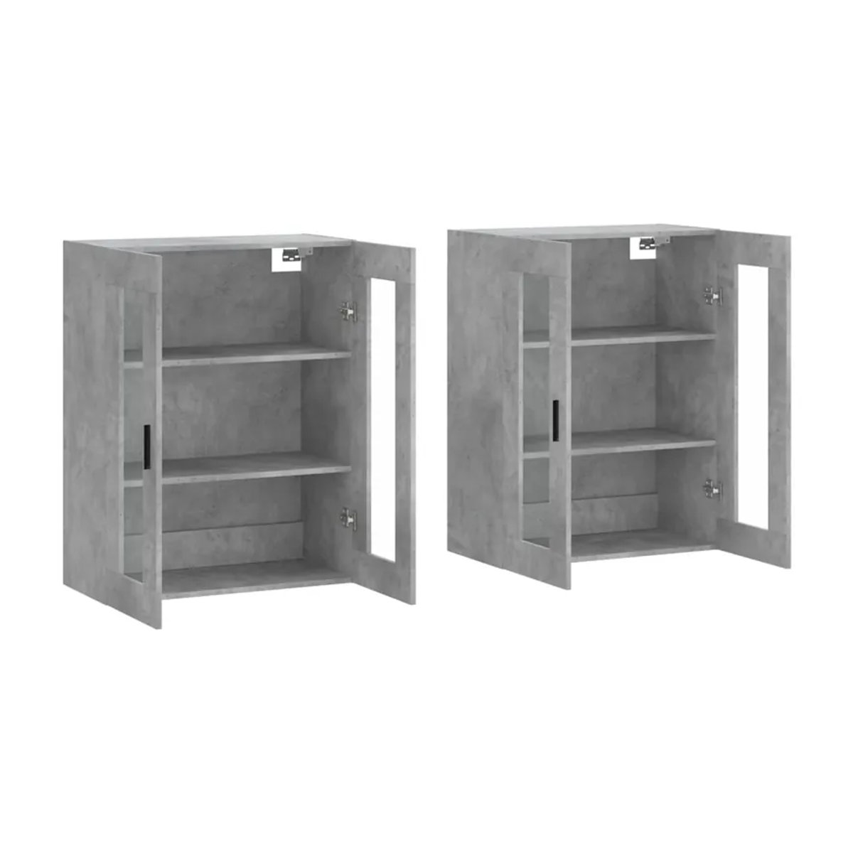 Vidaxl Hängeschränke Set aus 2 Stück in Grau mit Glas und Holzwerkstoff im modernen Industrial-Design - Bild 3