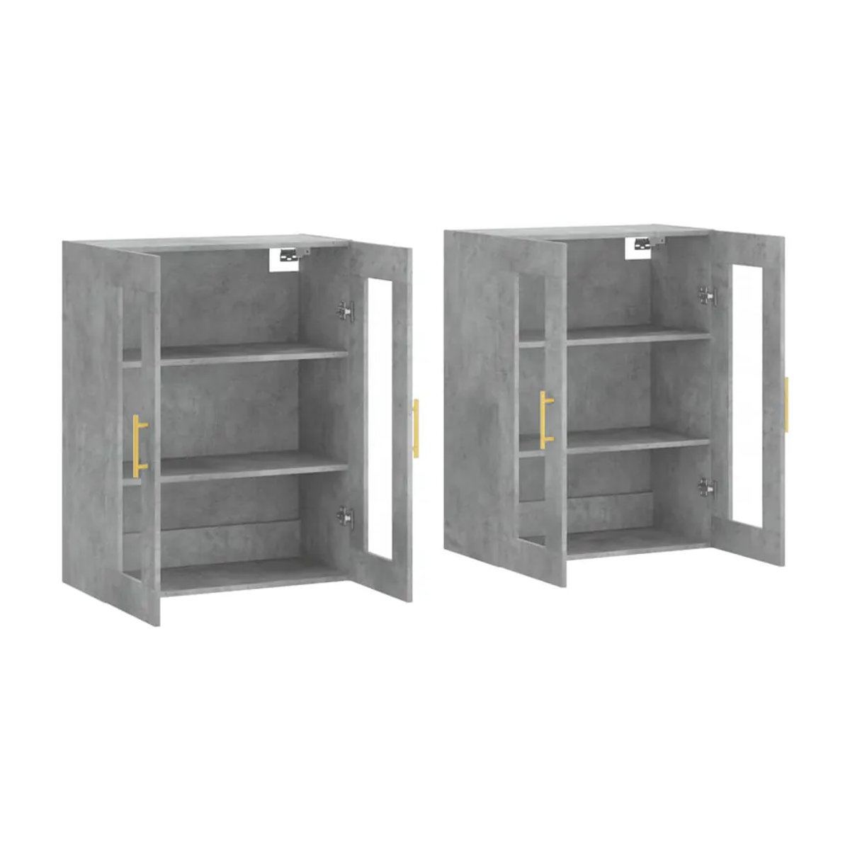 Vidaxl Hängeschränke Set aus Holzwerkstoff und Glas in Grau mit Drehtüren im modernen Design - Bild 1