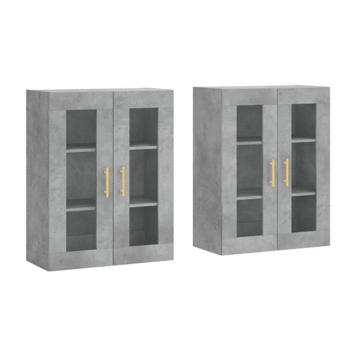 Vidaxl Hängeschränke Set aus Holzwerkstoff und Glas in Grau mit Drehtüren im modernen Design - Bild 3