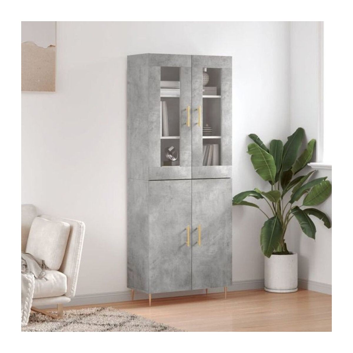 Vidaxl Highboard Modern in Grau aus Holzwerkstoff mit Metall, B/T/H: 69,5 x 34 x 180 cm - Bild 1