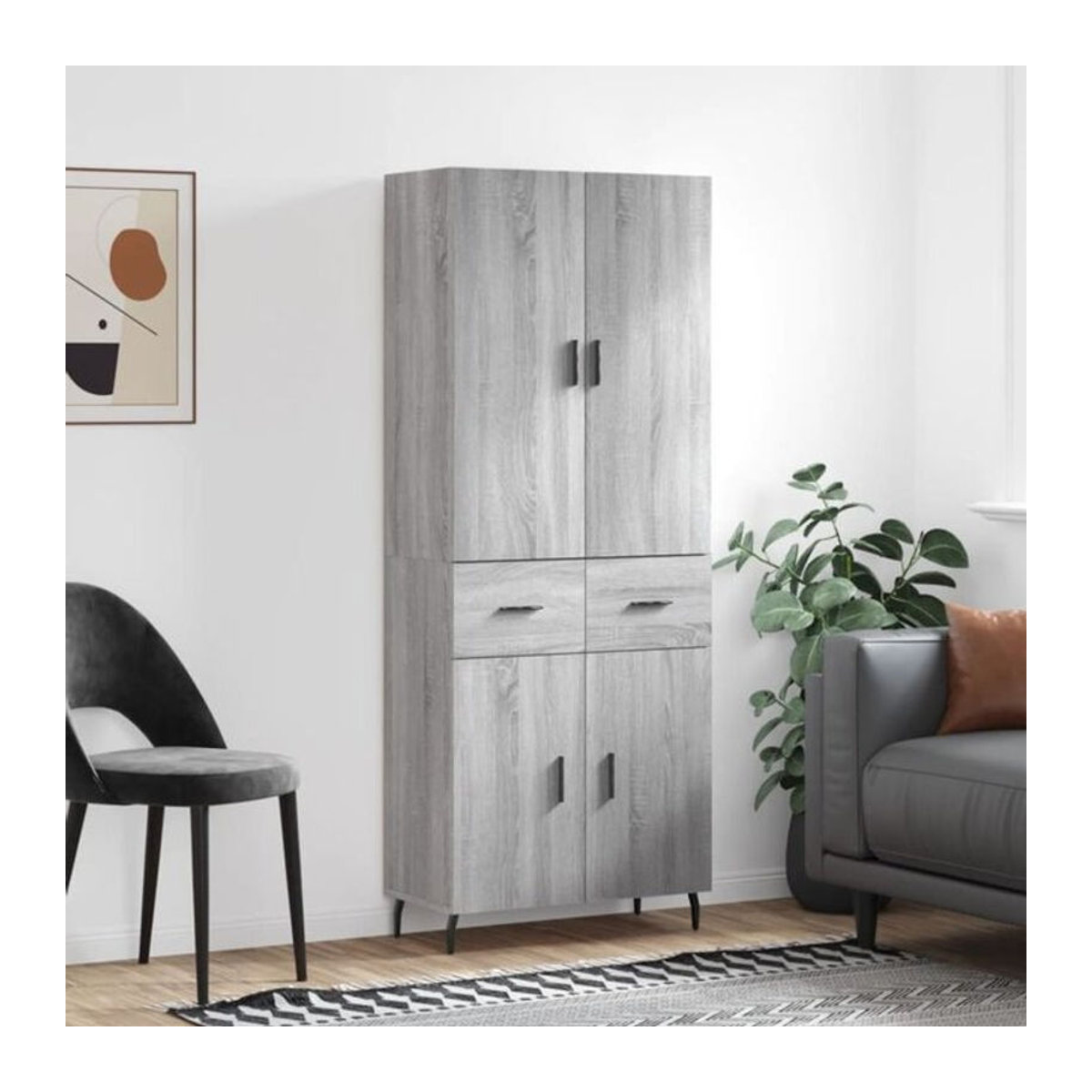Vidaxl Highboard Modern in Grau aus Holzwerkstoff und Metall, B/T/H: 69,5 x 34 x 180 cm - Bild 1