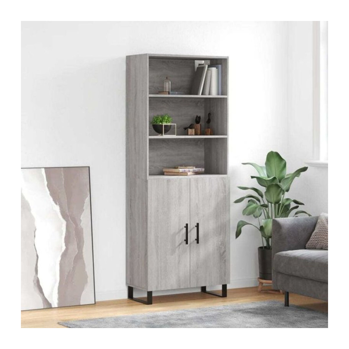 Vidaxl Highboard Modern in Grau aus Holzwerkstoff und Metall, B/T/H: 69,5 x 34 x 180 cm - Bild 1