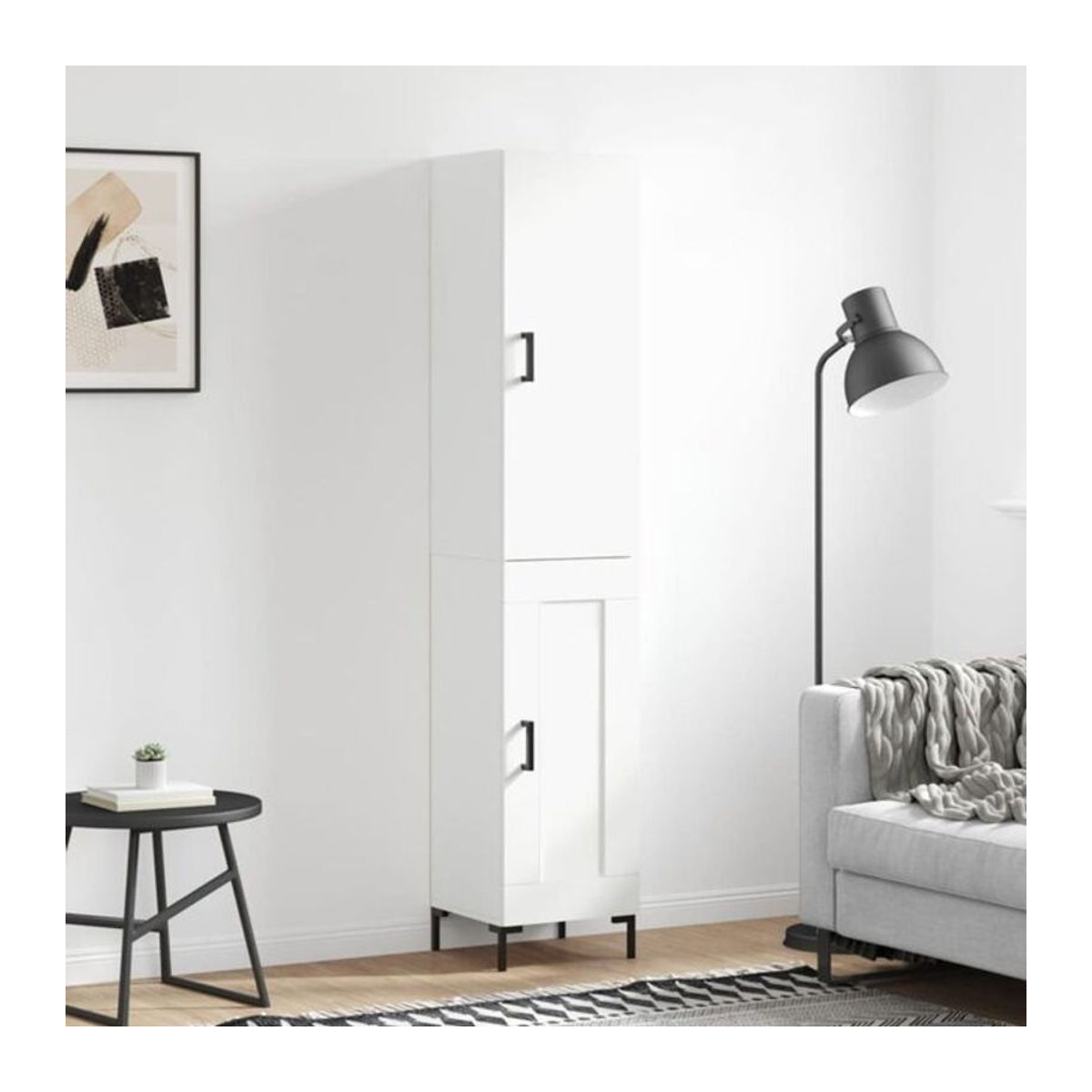 Vidaxl Highboard Modern Weiß aus Holzwerkstoff und Metall B/T/H: 34,5 x 34 x 180 cm - Bild 1