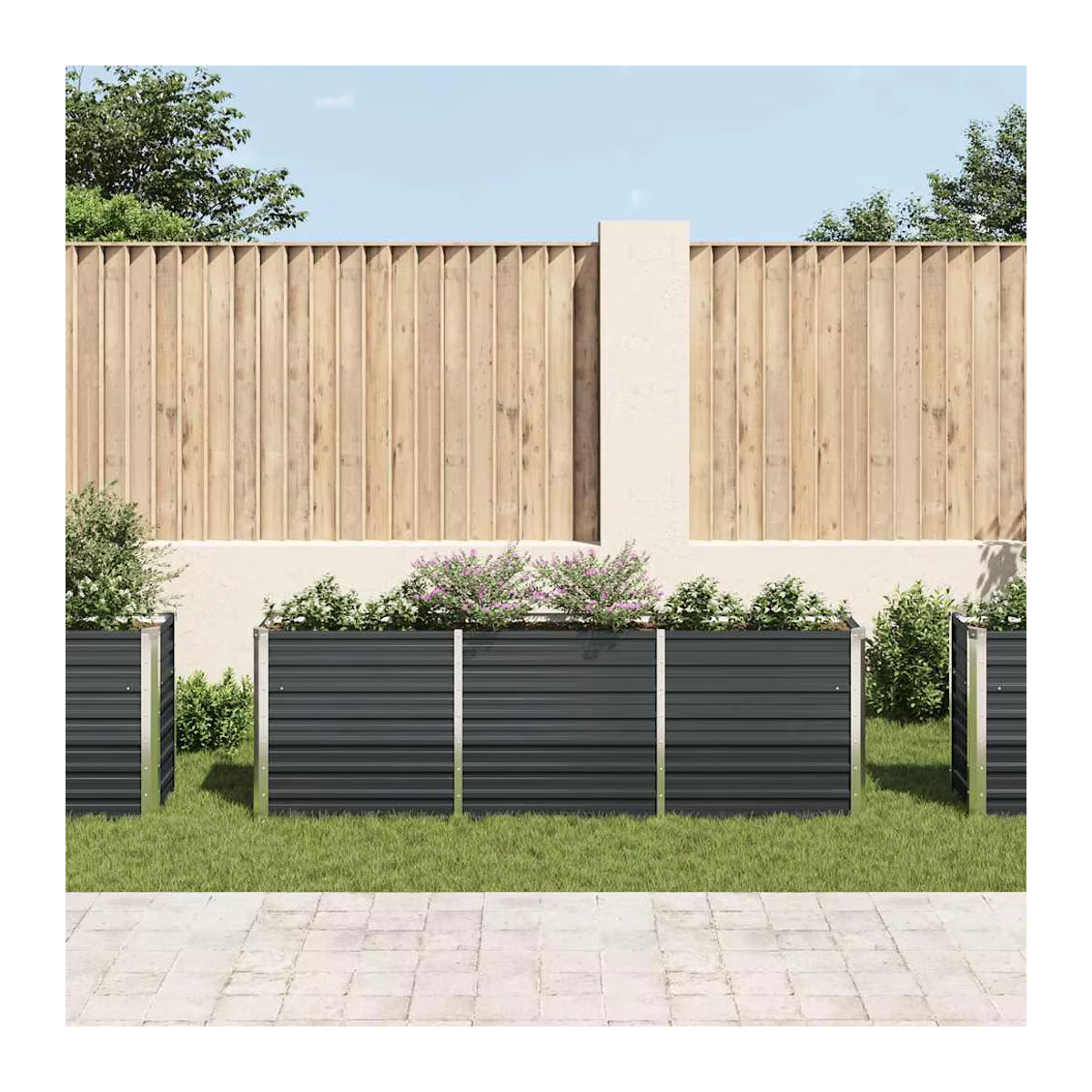 VIDAXL Hochbeet aus verzinktem Stahl in Anthrazit, B/T/H: 240 x 40 x 77 cm, großer Gartenkübel für Pflanzen und Blumen auf dem Balkon oder im Freien - Bild 3
