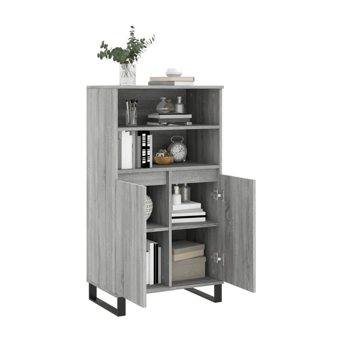 Vidaxl Hoher Schrank in Sonoma-Eiche Grau im modernen Industrial-Design, B/T/H: 60 x 36 x 110 cm - Bild 4