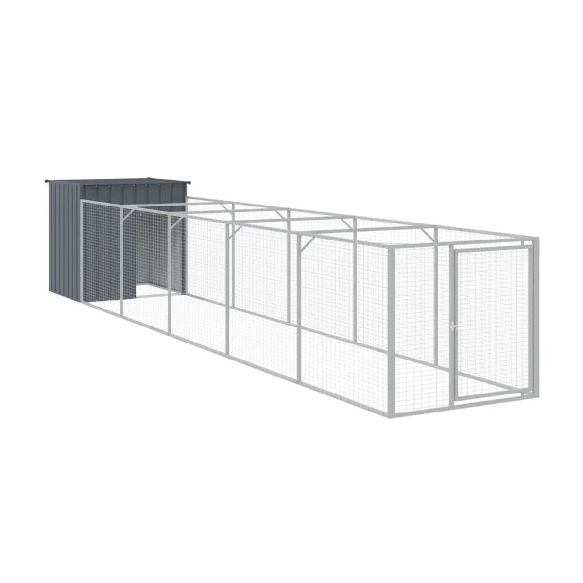 Vidaxl Hundehütte mit Auslauf aus Stahl, Anthrazit, B/T/H: 110 x 609 x 110 cm - Bild 3