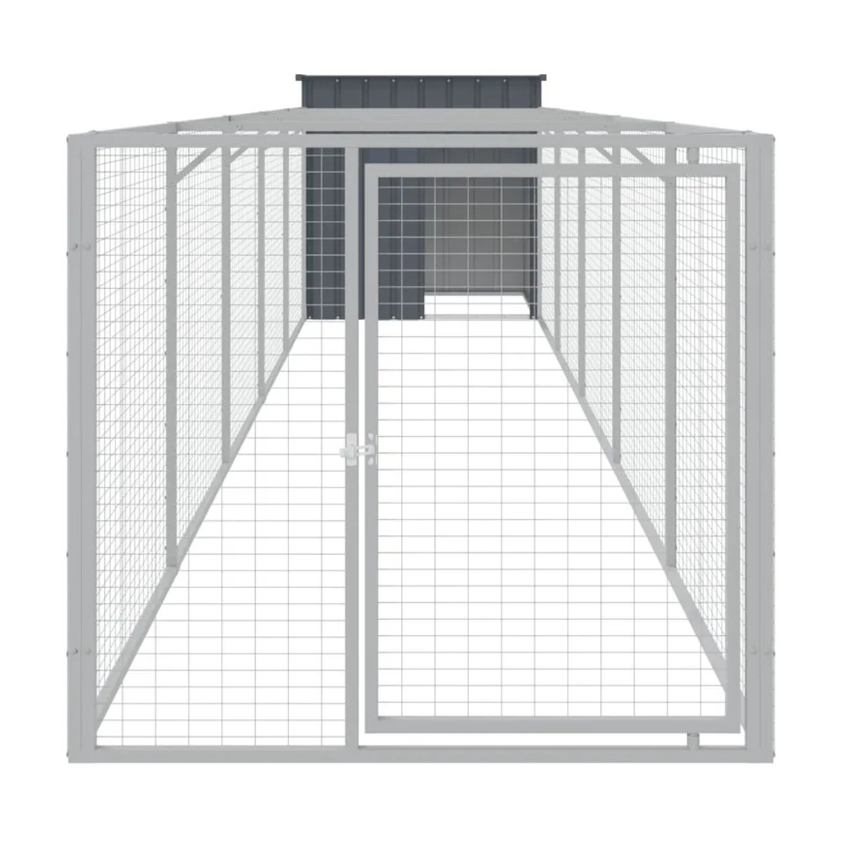 Vidaxl Hundehütte mit Auslauf aus Stahl, Anthrazit, B/T/H: 110 x 609 x 110 cm - Bild 4