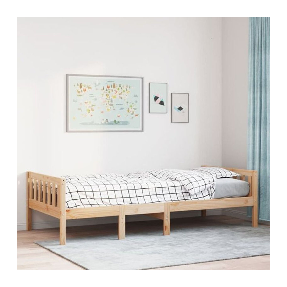 Vidaxl Kinderbett aus Massivholz Kiefer in Natur Braun B/T/H: 80 x 200 cm ohne Matratze - Bild 1
