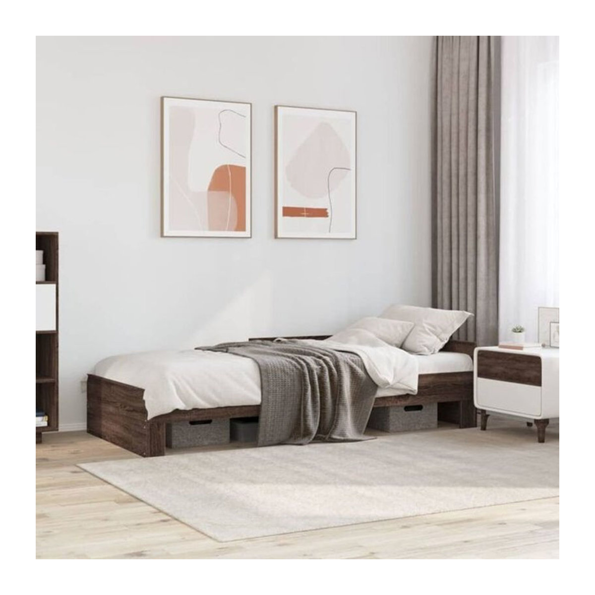 vidaxl Kinderbett Bettgestell aus Holzwerkstoff in Braun, B/L: 75 x 190 cm - Bild 1