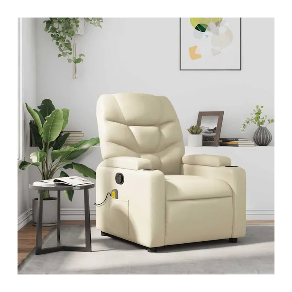 Vidaxl Klapp-Massagesessel Relaxsessel aus Kunstleder in Beige - Bild 1