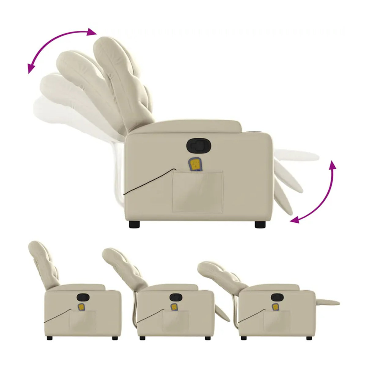 Vidaxl Klapp-Massagesessel Relaxsessel aus Kunstleder in Beige - Bild 4