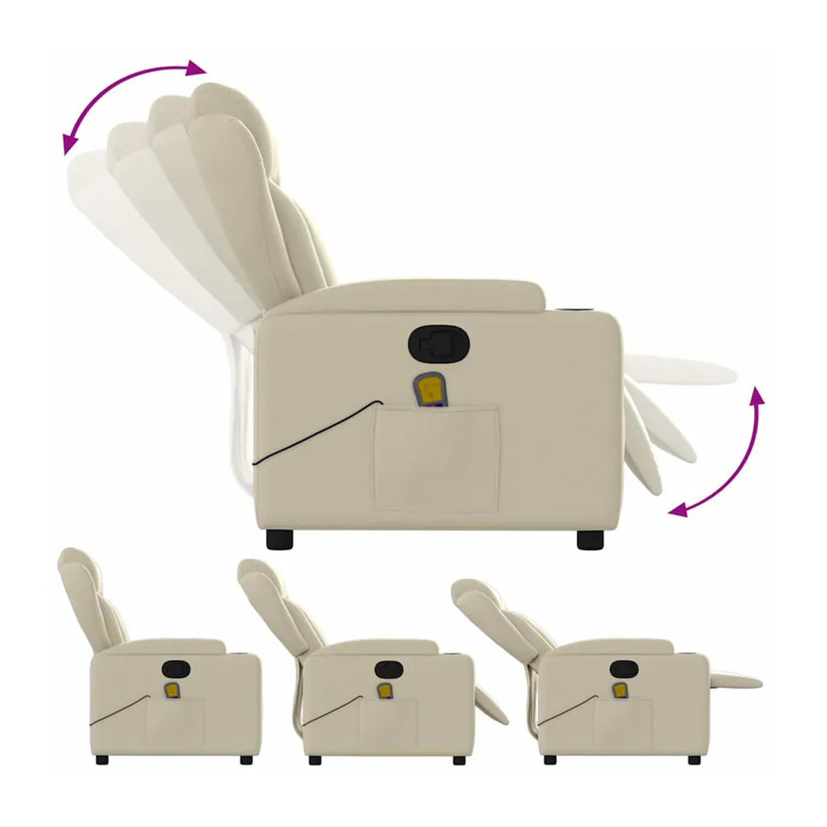 Vidaxl Klapp-Massagesessel Relaxsessel aus Kunstleder in Beige - Bild 6