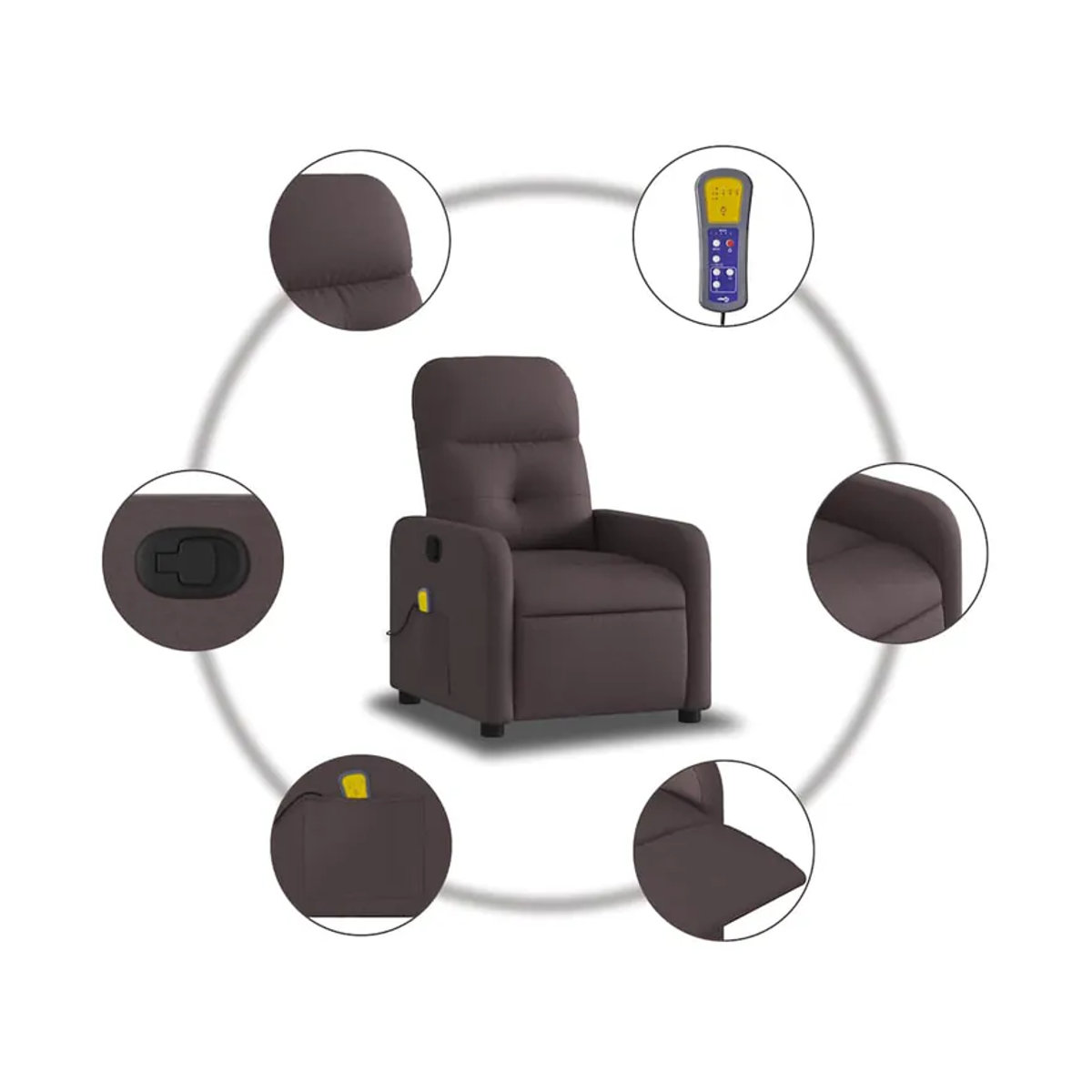 Vidaxl Klappbarer Massagesessel in Braun mit Stoffbezug als moderner Relaxsessel - Bild 6