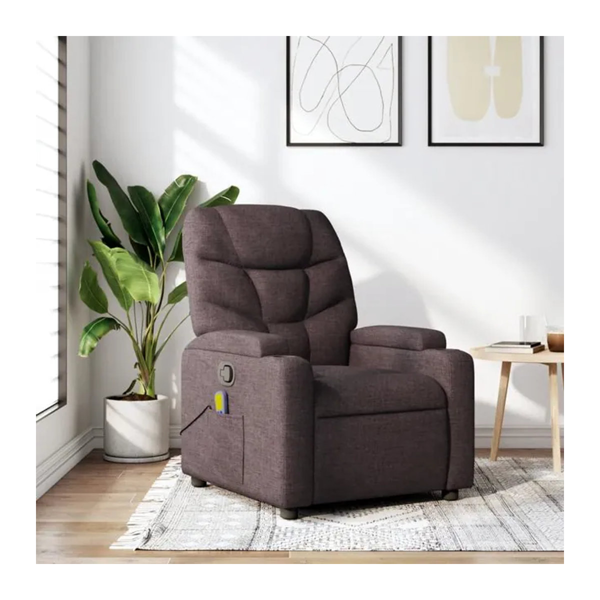 Vidaxl Klappbarer Massagesessel mit Stoffbezug in Braun und Grau - Bild 1
