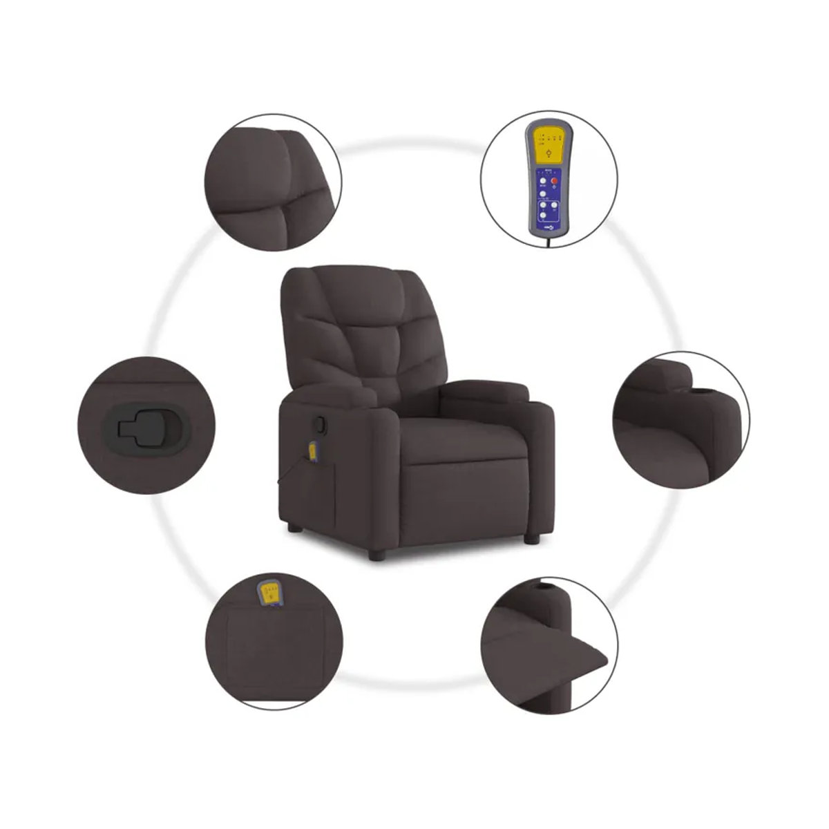 Vidaxl Klappbarer Massagesessel mit Stoffbezug in Braun und Grau - Bild 5